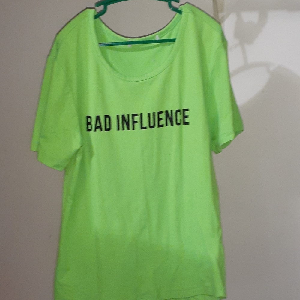 Neon green tight fitting t-shirt